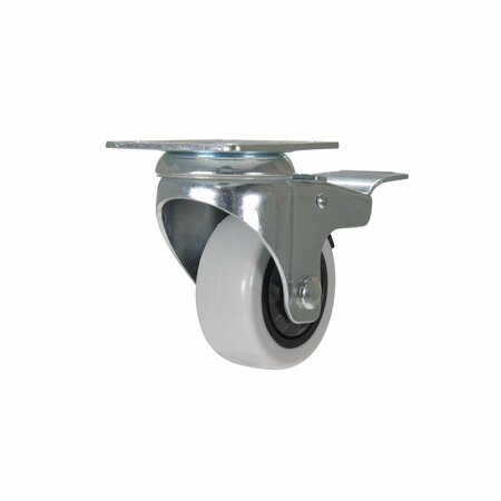 VESTIL Light Gray Swivel With Total Brake Polypropylene Caster 3 x 1 1/4 CST-B28-3X1PP-SWTB